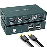 KVM Switch HDMI 2 porte, Switch KVM HDMI 4K@30Hz,USB2.0,2 PC 1 Monitor Switch,Button Switch, Commutatore USB KVM, con 2 cavi ...