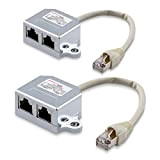 kwmobile 2X sdoppiatore Cavo Rete - duplicatore LAN ISDN Ethernet - Input Cavo di Rete RJ45 (8-Linee) Output 1x RJ45 ...