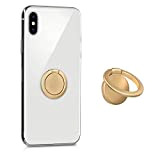kwmobile Sostegno Dita Cellulare Rotabile 360° - Anello Porta-Smartphone Adesivo con Appoggio Stand Compatibile con iPhone Samsung - Tondo Oro