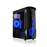 L-Link | Torre Gaming Kron LED Blu | Case ATX con 3 ventole e Finestra | Lettore di schede | ...