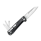 LEATHERMAN - FREE K2 coltello e mutlifunzione da tasca con blocchi magnetici, manici in alluminio e clip da tasca, Grigio