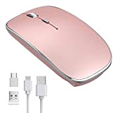 Leolee Mouse Wireless Ricaricabile, 2.4G Silenzioso Senza Fili Mouse con Ricevitore USB di Tipo C 3 Regolabili DPI Mini Sottile ...