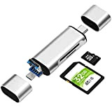 Lettore di Schede di Memoria SD/Micro SD, BorlterClamp Memory Card Reader 3 in 1 con Adattatore USB C/Micro-USB Compatibile con ...