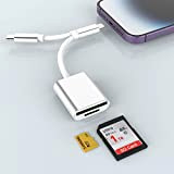 Lettore di schede SD per iPhone/iPad,Lightning + porta USB C a lettore di schede SD/TF Adattatore Lettore di schede di ...