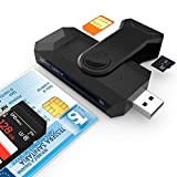 Lettore Smart Card -Nessun Driver Richiesto, All-in-1 SIM +TF + SD + Carta Chip di Contatto 4 Slot, Applicato a ...