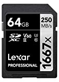 Lexar Professional 1667x Scheda SD 64 GB, Scheda di memoria SDXC UHS-II, Fino a 250 MB/s di lettura, per Fotografi ...