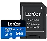 Lexar Professional 633x Scheda Micro SD 64 GB, Scheda di Memoria microSDXC UHSI con Adattatore SD, Fino a 100 MB/s ...