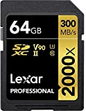 Lexar Professional Scheda SDHC / SDXC, 64 GB, Velocità fino a 300 MB/s, 2000x, UHS-II/U3, con Lettore USB 3.0