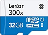 Lexar Scheda di Memoria 300x MicroSDHC da 32 GB con Adattatore, Classe 10, Bianco/Blu