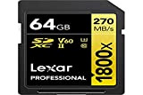Lexar SDXC Professional 64GB 1800x UHS-II serie GOLD, Classe 10, U3, V60, per Registrazione video in 4K, nero