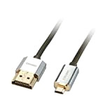 Lindy - Cavo HDMI a Micro HDMI A/D, Cromo Slimline 1 Metro, Cavetto High Speed 4k@60Hz 2.0 18G 3D 1080p ...