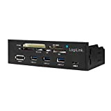 LogiLink UA0341 - Pannello Multifunzione da 5,25", con Lettore di schede Integrato (M2, MS, SD, Micro-SD, XD, CF)/USB 3.0 Hub ...