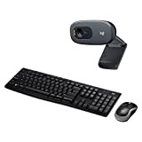 Logitech C270 Webcam HD Con Correzione Automatica ‎Luminosità, Microfono Riduzione del Rumore + Logitech MK270 Combo Tastiera e Mouse Wireless ...