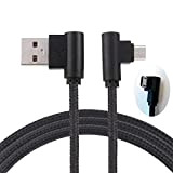 LoongGate Super Short angolo retto micro cavo USB, nylon intrecciato 90 grado USB a a micro B ricarica & cavo ...