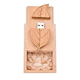 Memory Stick 64GB Flash Drive Novelty PenDrive with Wood Box - FEBNISCTE Creative Wooden Leaf Shape 64 GB USB 3.0 ...