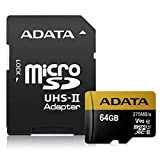 MICRO-SDXC 64GB ADATA PREMIER ONE RETAIL, W/ADAPTER, BLACK/GOLD, R/275,WR/155