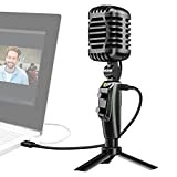 Microfono Retro per PC, Moman EMR Microfoni Gaming USB Streaming di Tipo C per Computer Smartphone Laptop, Studio Microphone per ...