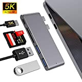 MOKAI START Hub USB C Adattatore 5-in-2 Tipo C Alluminio con Porta Thunderbolt 3,2 Porte USB 3.0, Lettore Schede SD ...