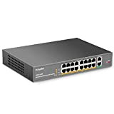 mokerlink 16 Port Poe Switch, 2 Gigabit Uplink Port, 250W ad Alta Potenza, Supporto IEEE802.3af/at, Montaggio su Rack Non gestito ...