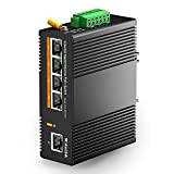 MokerLink Switch Ethernet industriale su guida DIN Gigabit PoE a 5 porte, alimentazione PoE+ da 60 W, switch di rete ...