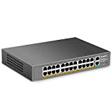 mokerlink Switch Poe 24 Porte, 2 Porte Gigabit Uplink, 400 W ad Alta Potenza, Supporto IEEE802.3af/at, Montaggio su Rack Plug ...