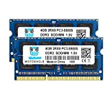 Motoeagle DDR3 1066MHz 4GB 2Rx8 PC3 8500 8500S SODIMM 8GB Kit (2x4GB) Unbuffered Non-ECC 1.5V CL7 204-Pin Memoria Laptop