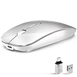 Mouse wireless da 2,4 GHz con ricevitore USB per computer portatile, ricaricabile, mouse wireless compatibile con Apple MacBook air/pro, iPad, ...