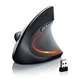 Mouse Wireless ergonomico, Wireless Gaming mouse ottico verticale , prevenzione del mouse braccio gomito del tennista,3 livelli DPI regolabile 3200/1600/1200 ...
