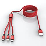 Multi 3 in 1 cavo di ricarica USB lungo per iPhone, 1,8 m, nylon intrecciato universale cavo di ricarica USB ...