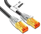 mumbi 23530 Cat.7 S/FTP Cavo di Rete Grezzo LAN Ethernet Patch con connettori RJ-45 1.00m, Nero (1x)
