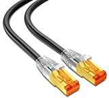 mumbi 23538 Cat.7 S/FTP Cavo di Rete Grezzo LAN Ethernet Patch con connettori RJ-45 10.0m, Nero (1x)