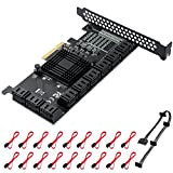 MZHOU Scheda PCIe SATA - Scheda di Epansione SATA a 18 Porte Controller RAID X4 / X8 / X16, Supporta ...