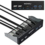 MZHOU USB2.0 + 3.0 Pannello Frontale in Metallo, Adattatore Pannello Frontale da 5,25 Pollici a 19 Pin, 4 Porte USB ...