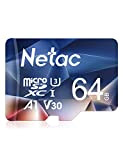 Netac 64 GB Scheda Micro SD, Scheda di Memoria A1, U3, C10, V30, 4K, 667X, UHS-I Velocità fino a 100/30 ...