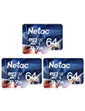 Netac 64G Scheda Micro SD, Scheda di Memoria 3 Pack, A1, U3, C10, V30, 4K, 667X, UHS-I, Velocità Fino a ...