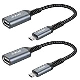 NIMASO Cavo Micro USB OTG [2 Pezzi 20CM], Adattatore Micro USB Maschio a USB 2.0 Femmina Compatibile con Samsung S7edge ...