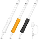 NIUTRENDZ 3 Pezzi Apple Pencil Grip Silicone Custodia Cover Apple Pencil 1 Generazione Accessori (Bianco+Arancione+Nero)