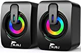 NJSJ Mini Casse PC, Set di Altoparlanti 2.0 USB Stereo, 6 W, Jack AUX 3.5 mm, RGB LED Light Up ...