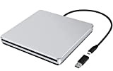 NOLYTH - Masterizzatore DVD esterno USB, lettore CD, CD/DVD-RW WRITER per Mac/PC/laptop WINDOWS 10 (colore argento)
