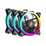 Noua Lips Black 3 Ventole PWM 16 LED Dual Halo RGB Rainbow Addressable 5V 3pin Cooling Fan 120 mm 6-Pin ...