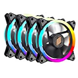 Noua Lips Black 4 Ventole 16 LED Dual Halo RGB Rainbow Addressable 5V 3pin Cooling Fan 120 mm 6-Pin 1200rpm ...