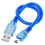 OcioDual Cavo Dati e Carica da USB 2.0 a Mini Tipo B 5 Pin Maschio 30 cm Blu Cable Cavetto ...