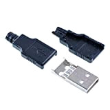 Oiyagai 20 Pezzi USB 2.0 Tipo A Maschio connettore a 4 Pin con Coperchio in plastica Nera