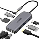 Omars 9 in 1 USB Hub Multiport Adapter, USB Hub 3.0 with Ethernet, USB C to 4K HDMI & VGA, ...