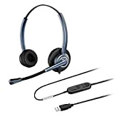 Oppetec Dual Ear Cuffie USB PC con microfono per corsi online Chat Webinar Videoconferenza Riconoscimento vocale.