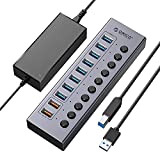 ORICO 10 Porte Hub USB Alimentato, Hub USB in Alluminio(15V4A) con 8 USB3.0, 2 porte di ricarica rapida, Tutte le ...