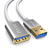 PAXO Prolunga USB 3.2 Gen2 da 5 m, 10 Gbps (1,25 GB/s), cavo di prolunga USB A-A, bianco, connettore in ...