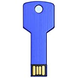 PENDRIVE USB METALLO CHIAVETTA 32 64 GB 128 GB PORTACHIAVE MEMORIA ESTERNA IMPERMEABILE PC LAPTOP NOTEBOOC AUTO A002 (32GB, Blu)