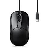 Perixx PERIMICE-209 C, Mouse Ottico Cablato USB-C con rotellina di scorrimento e 1000 DPI, nero