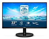 Philips 222V8LA - Monitor da 54 cm (21"), HDMI, DisplayPort, 1920 x 1080 Pixel, 75 Hertz, FreeSync, colore: Nero